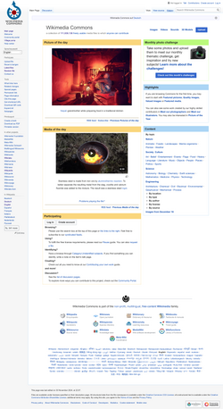 Screenshot of Wikimedia Commons Main Page, featuring a Picture of the Day for 2006-06-05.